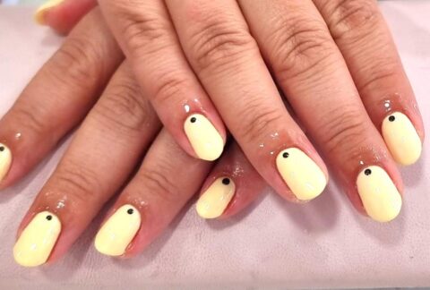 naiyah-nails-russian-manicure-YELLOW-SUMMER-NAIL-ART-biab-minimal-nails-art-polkadot-SQUOVAL-nude-nails-nail-art-brixton-nails-best-biab-salon-spa-2-cover pic-2